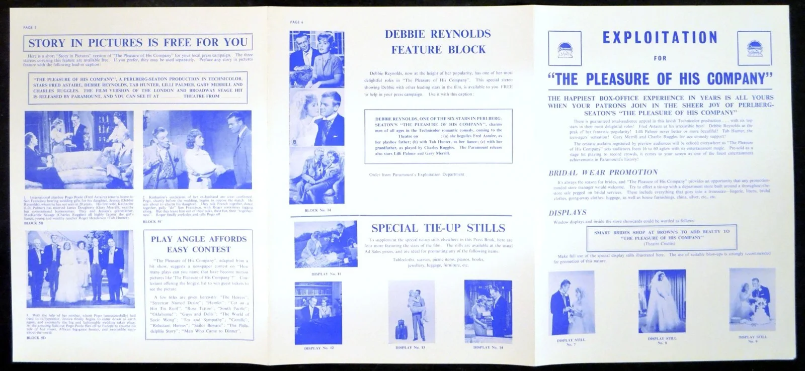 PLEASURE OF HIS COMPANY 1961 Fred Astaire Debbie Reynolds Lilli Palmer PRESSBOOK, изображение 2