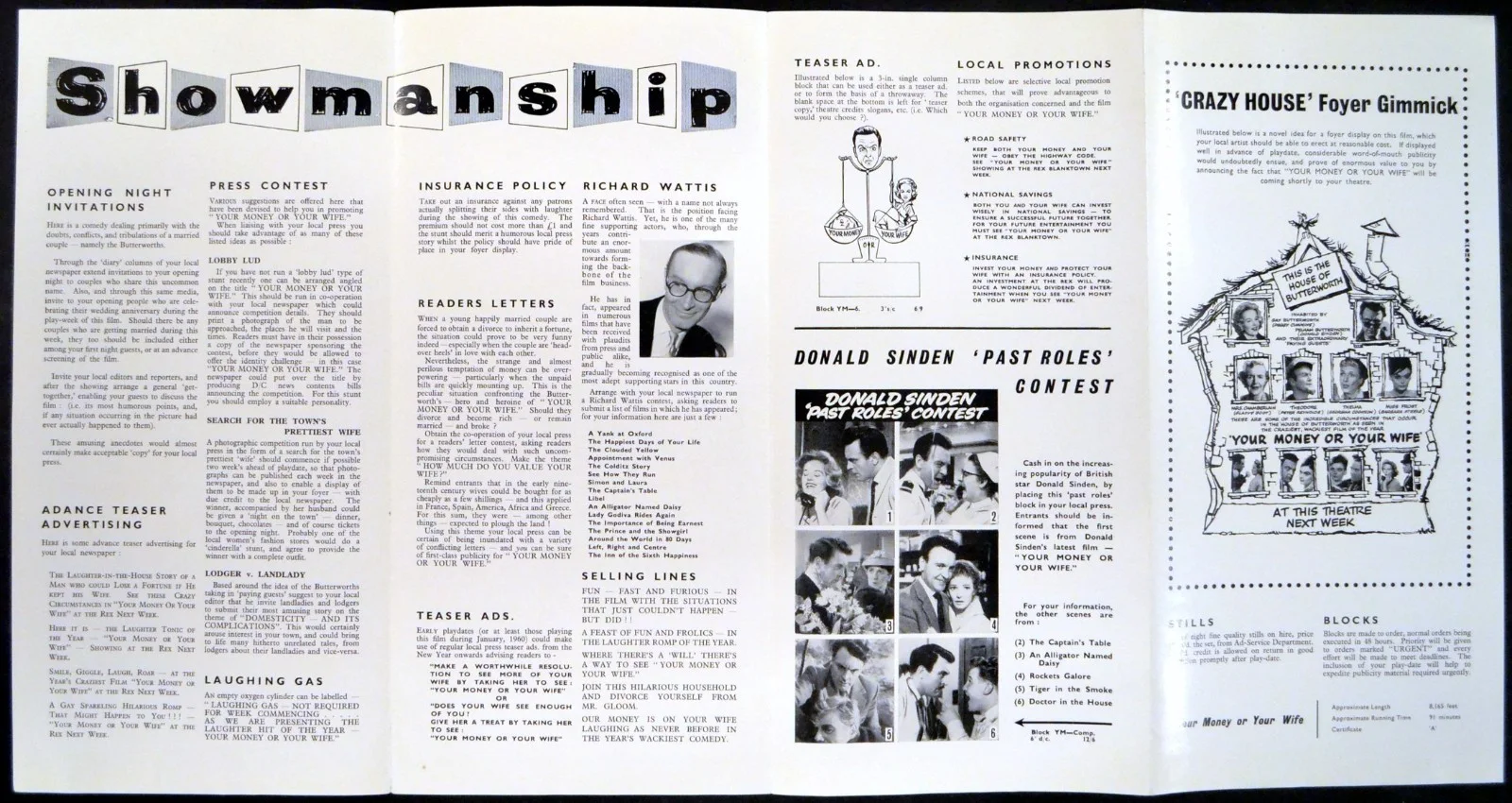 YOUR MONEY OR YOUR WIFE 1960 Donald Sinden, Peggy Cummins UK PRESSBOOK, изображение 2