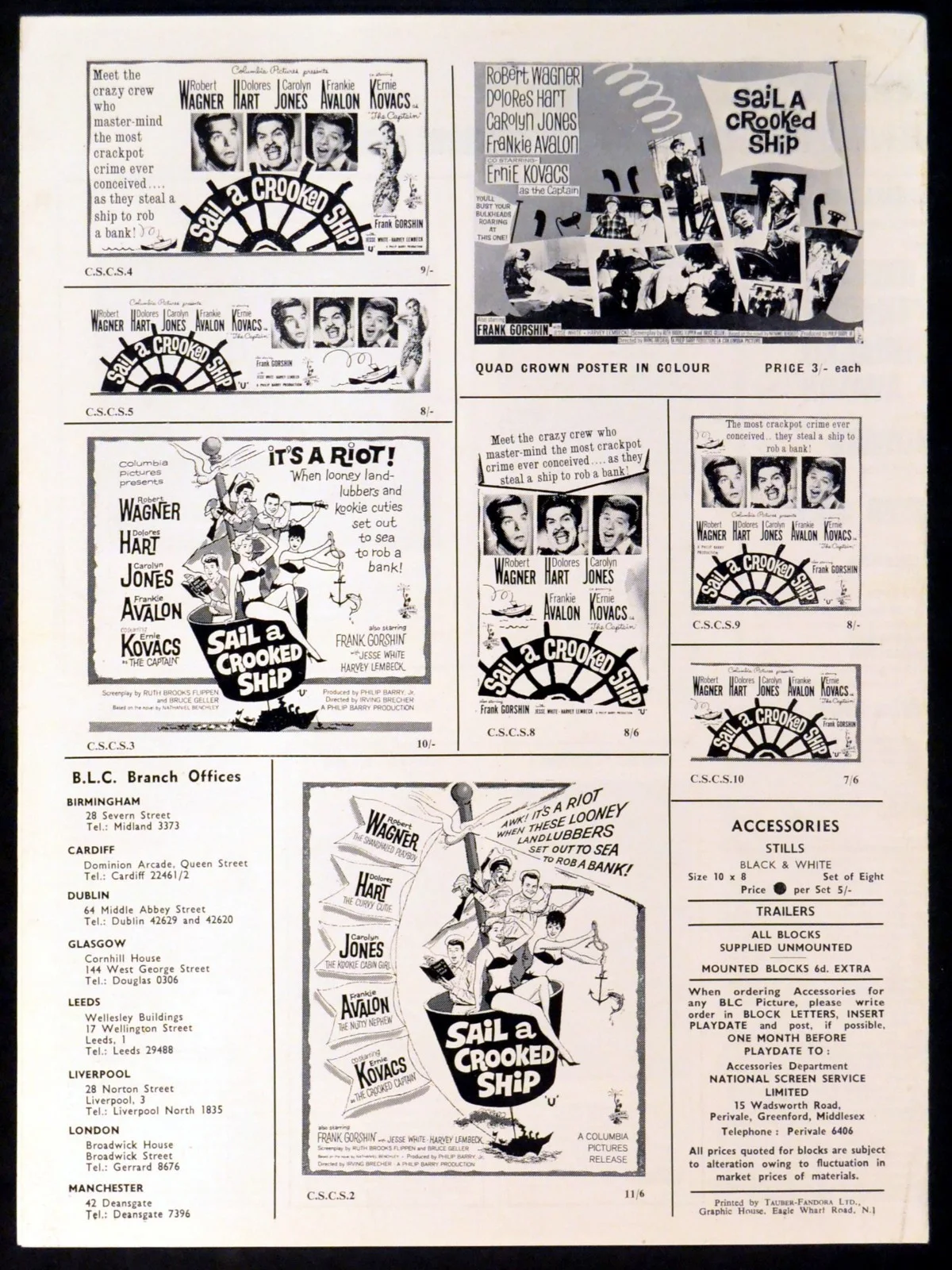 SAIL A CROOKED SHIP 1961 Robert Wagner, Dolores Hart Carolyn Jones CAMPAIGN BOOK, изображение 2