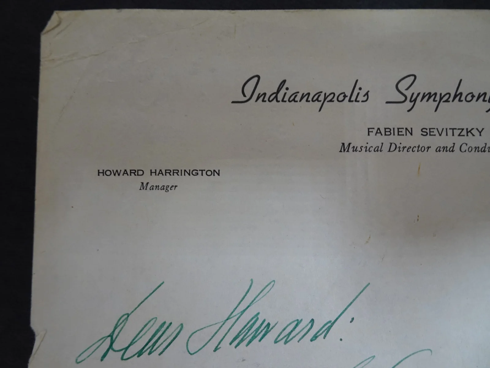 Fabien Sevitzky — Fabien Sevitzky Director Autographed Letter to Symphony Manager Indianapolis, image 3