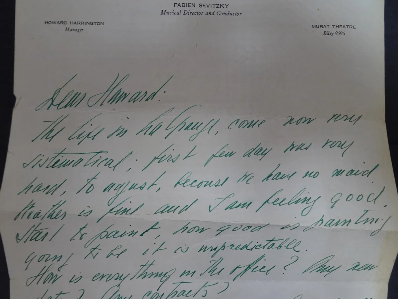 Fabien Sevitzky — Fabien Sevitzky Director Autographed Letter to Symphony Manager Indianapolis, image 5