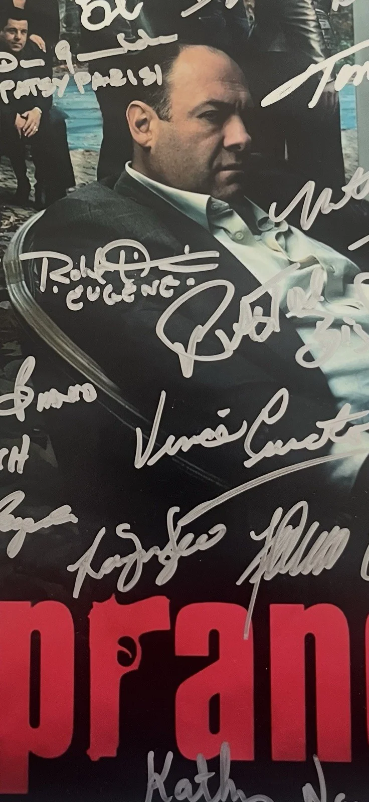 Dominic Chianese, Jamie Lynn Sigler, Vincent Patore — Sopranos Signed 11x14 Cast Signed Photo Signed By 18 JSA Uncle Jr,Robert Iler+16, изображение 3