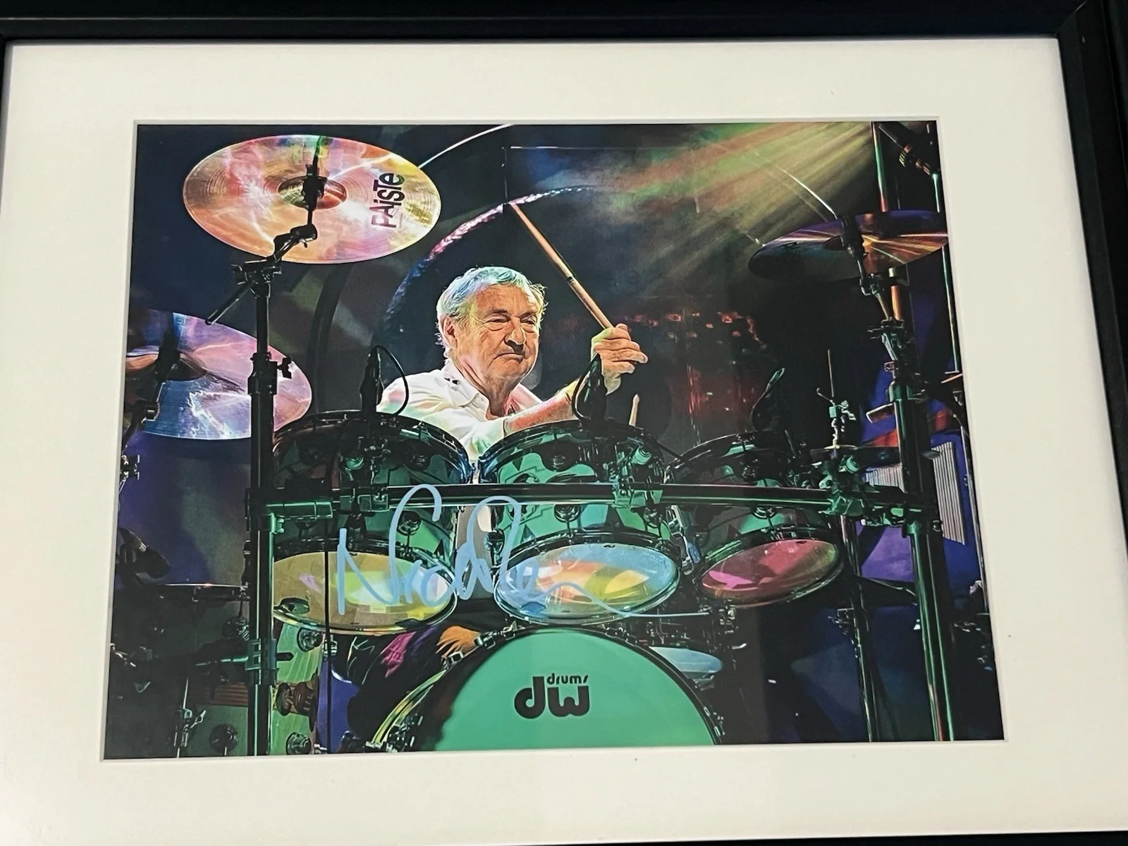 NICK MASON PINK FLOYD Drummer Autographed signed 8 Xx11.5 photo Nicely Framed, image 2