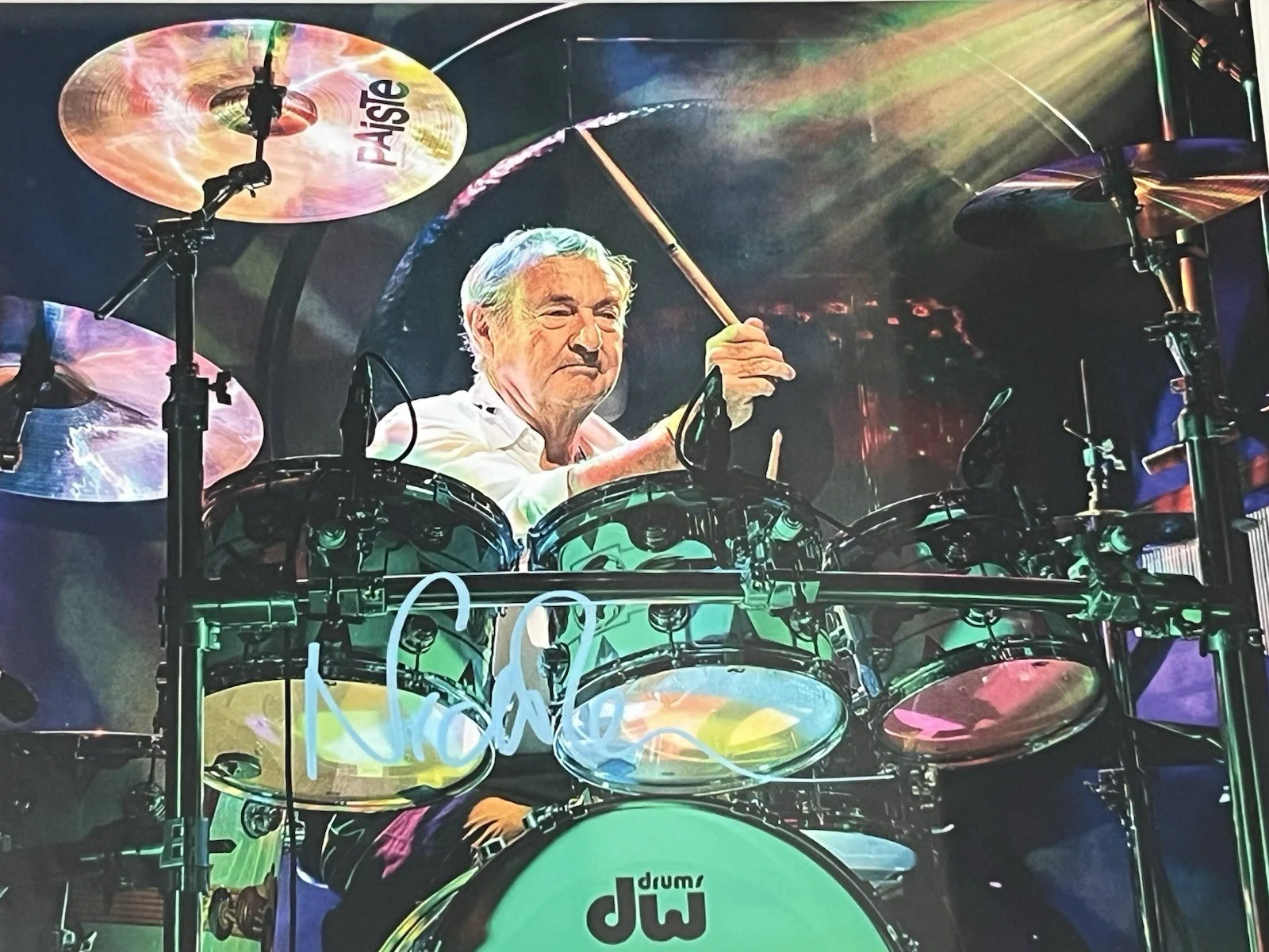 NICK MASON PINK FLOYD Drummer Autographed signed 8 Xx11.5 photo Nicely Framed, image 4