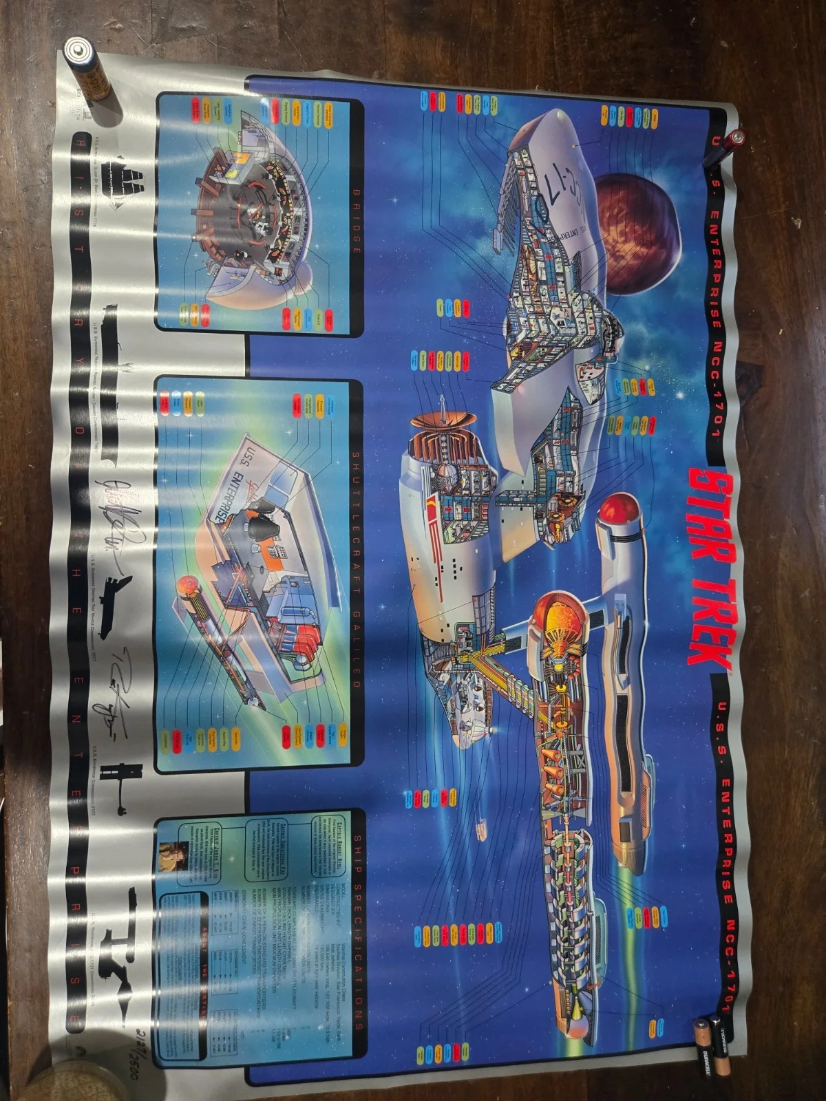 Star Trek SciPubTech USS Enterprise 1701 Lithograph Signed by Cushman & Kayganic, изображение 3