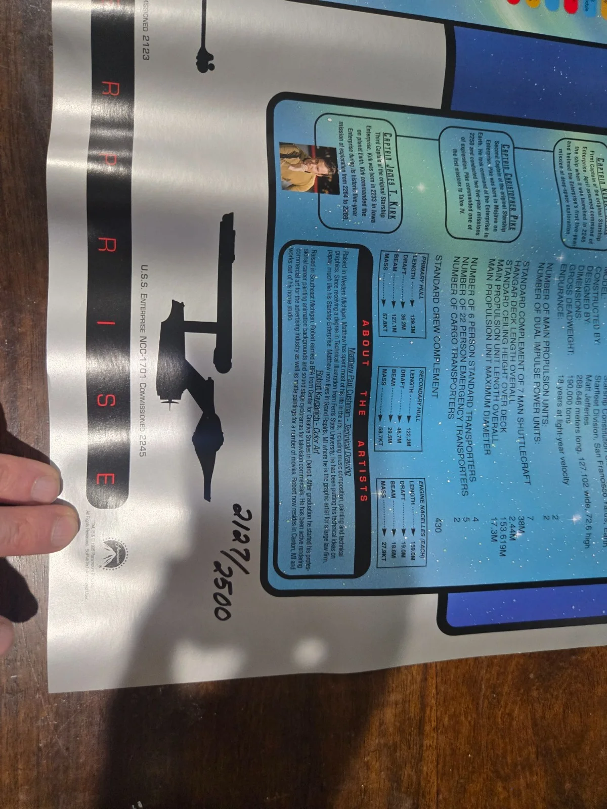 Star Trek SciPubTech USS Enterprise 1701 Lithograph Signed by Cushman & Kayganic, изображение 4