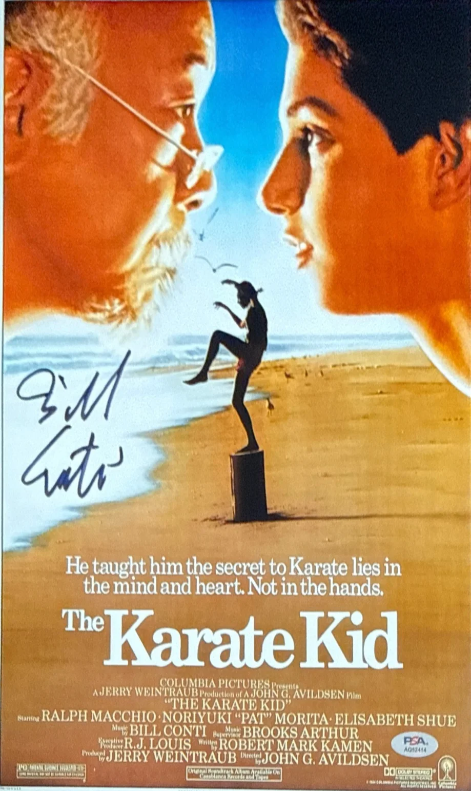 Bill Conti — Bill Conti Signed 11x17 The Karate Kid Movie Poster PSA AQ52414