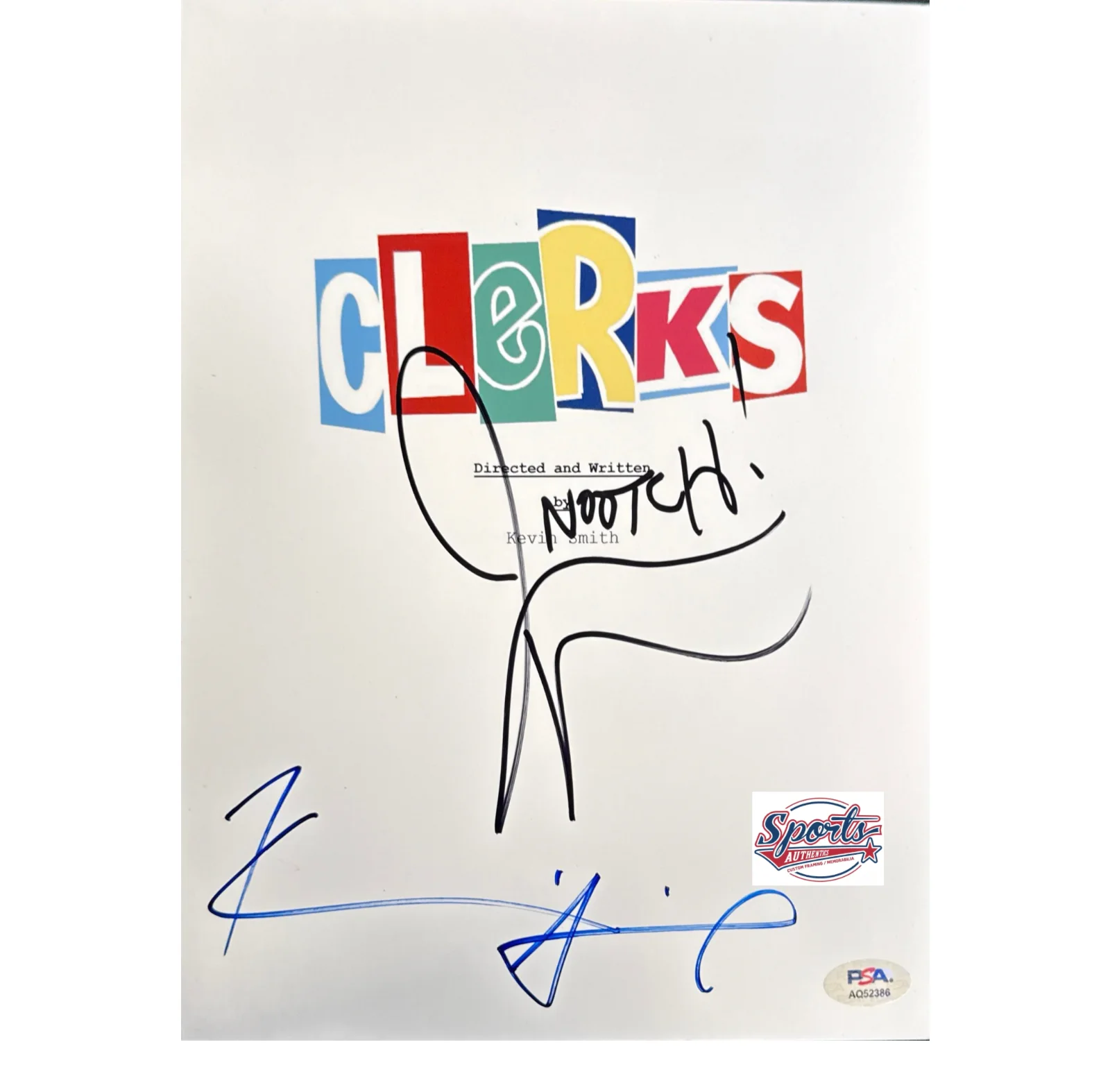 Kevin Smith — Kevin Smith & Jason Mewes Signed 8x10 Clerks Script Cover Only PSA AQ52386