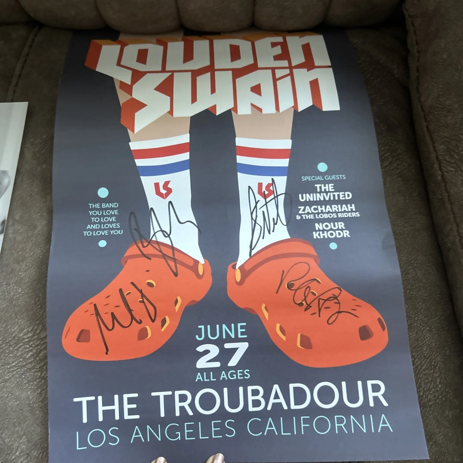 Signed By Band Louden Swain Concert Poster Supernatural Rob Benedict & Photo, изображение 2