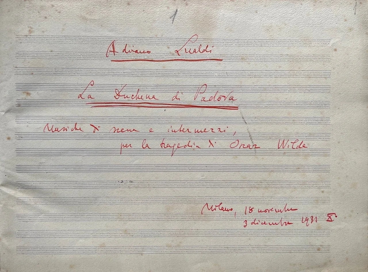 Adriano LUALDI / La Duchessa di Padova Musiche di scena e intermezzi per Signed, image 4