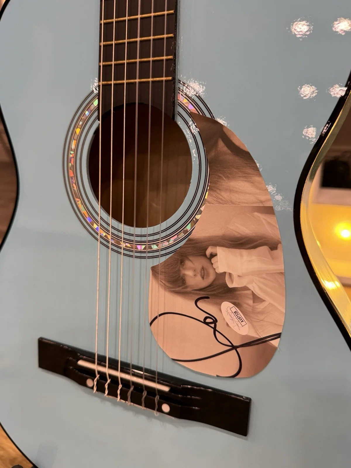 Taylor Swift Signed Blue Acoustic Guitar JSA Authenticated with Pickguard, image 3