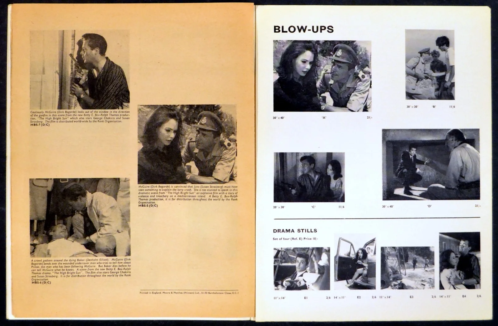 HIGH BRIGHT SUN 1964 Dirk Bogarde, Susan Strasberg George Chakiris CAMPAIGN BOOK, изображение 2