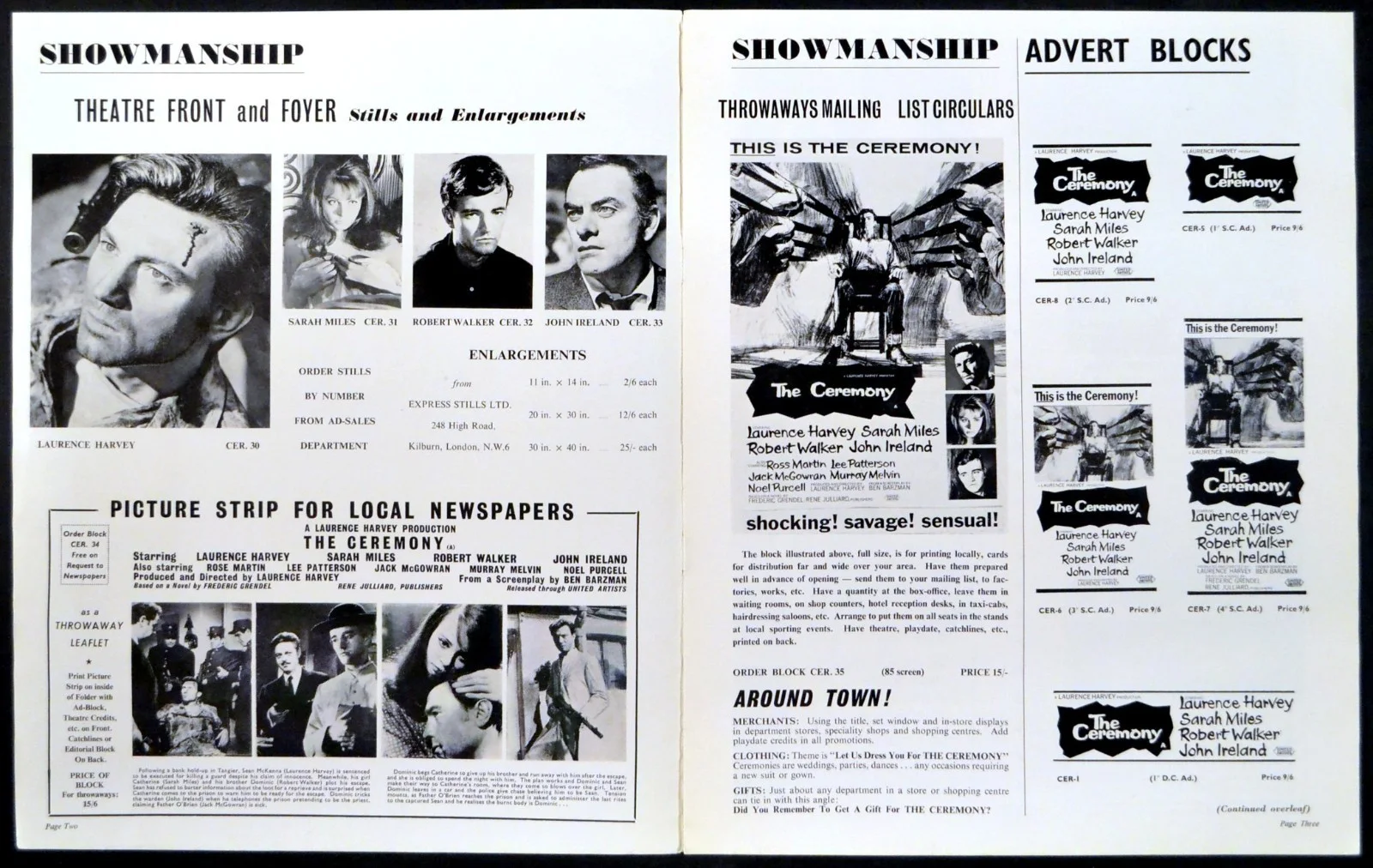 CEREMONY 1964 Laurence Harvey, Sarah Miles, Robert Walker UK CAMPAIGN BOOK, image 2