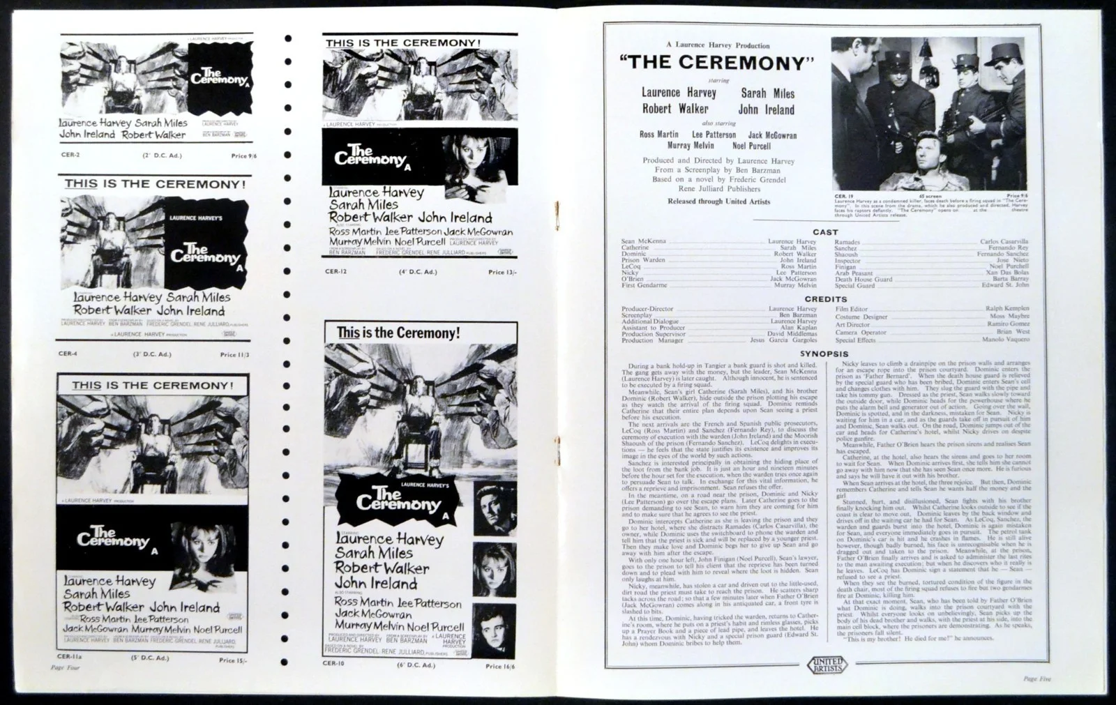 CEREMONY 1964 Laurence Harvey, Sarah Miles, Robert Walker UK CAMPAIGN BOOK, image 3