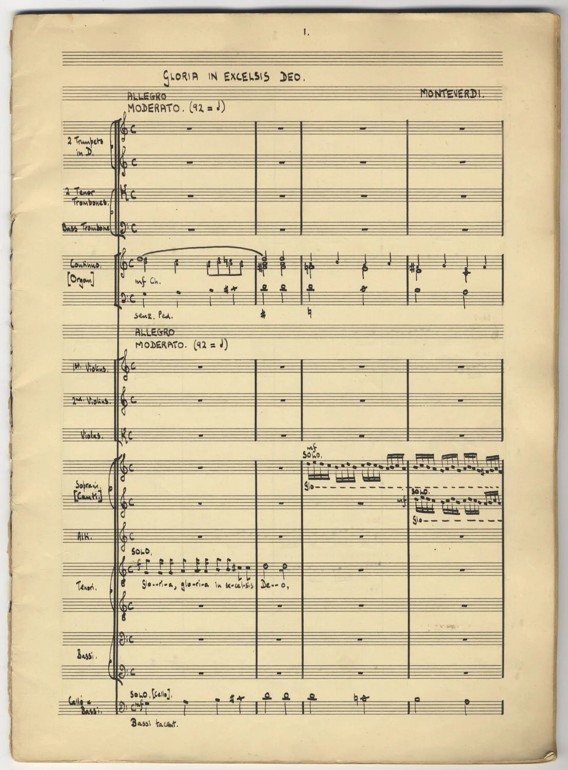 Anthony MILNER / Gloria in Excelsis Deo Claudio Monteverdi arranged Signed, image 2