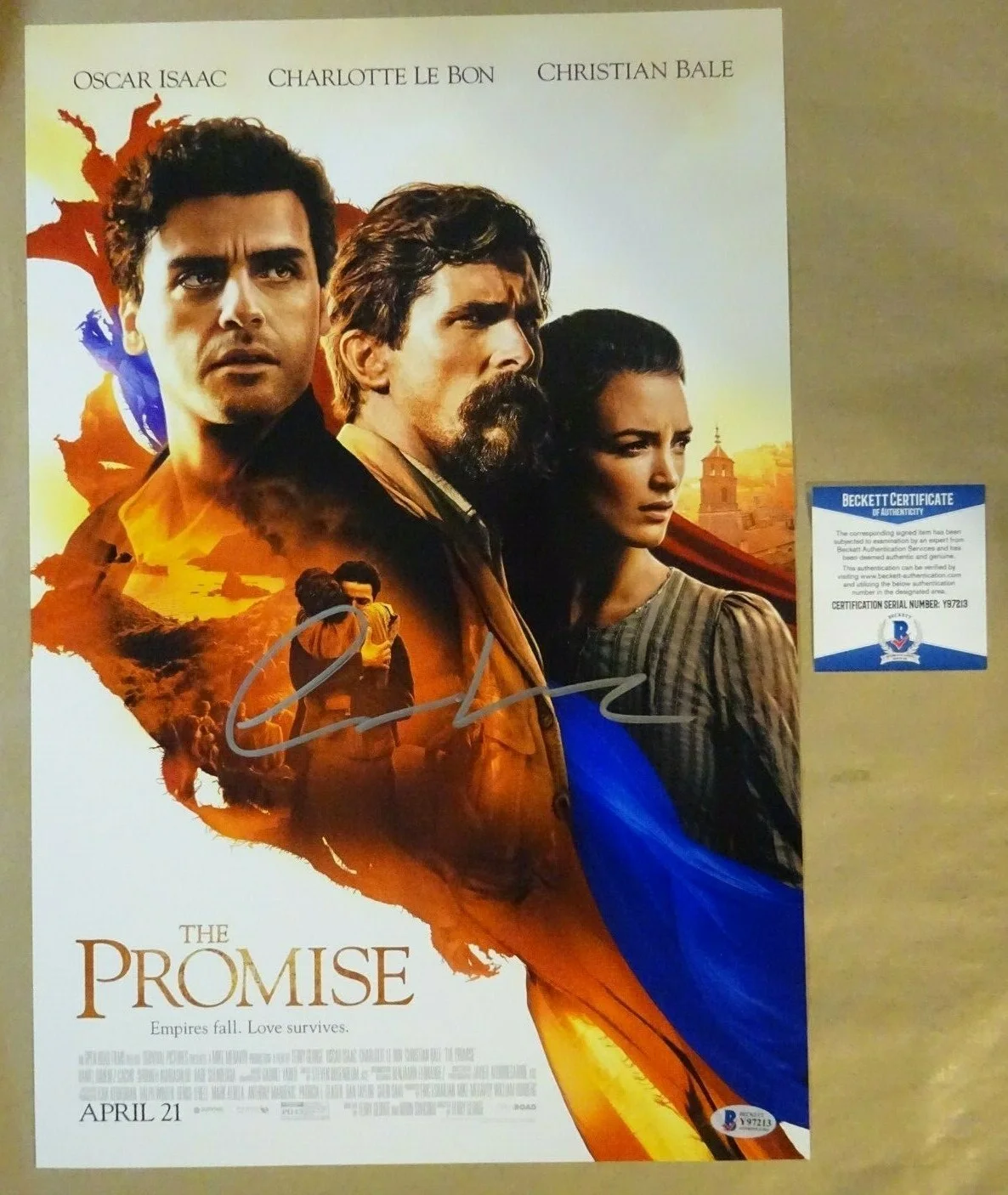 Oscar Isaac — Signed OSCAR ISAAC Autographed THE PROMISE 12"x18" Photo BECKETT BAS COA