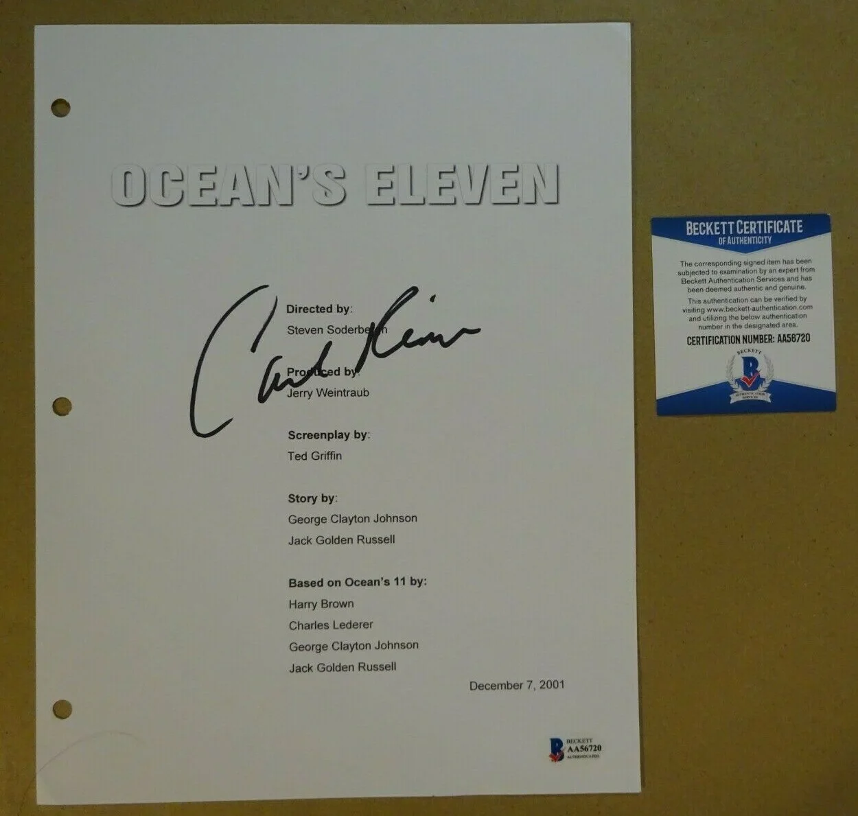 Carl Reiner — Autographed CARL REINER Signed OCEAN'S ELEVEN Script Cover BECKETT BAS COA