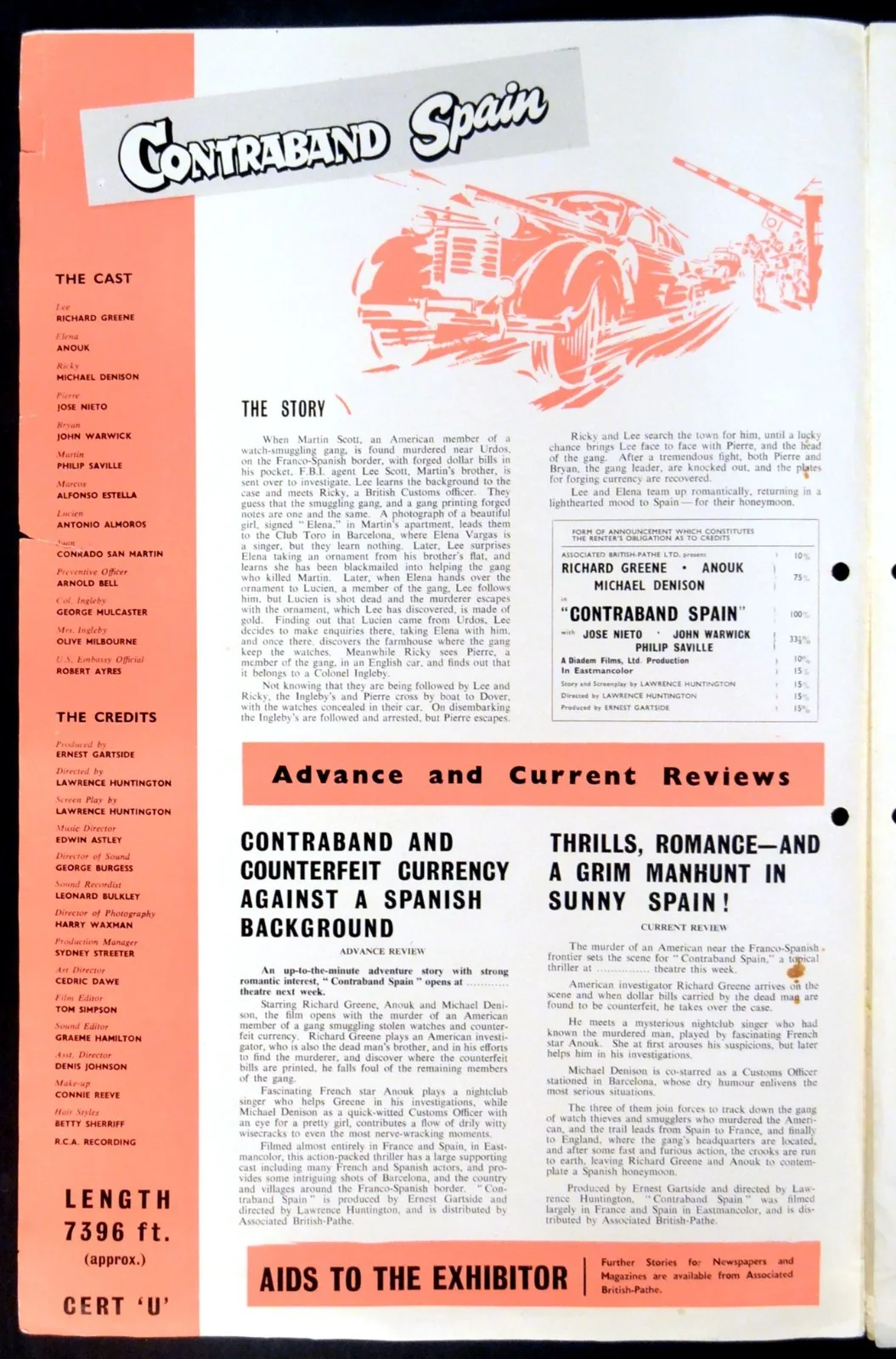 CONTRABAND SPAIN 1955 Richard Greene Anouk Aimee Michael Denison CAMPAIGN BOOK, изображение 2
