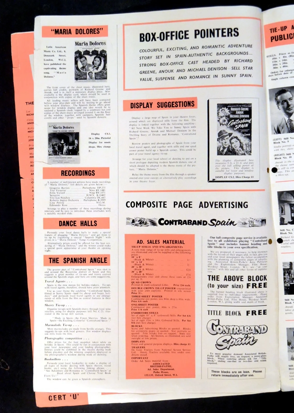 CONTRABAND SPAIN 1955 Richard Greene Anouk Aimee Michael Denison CAMPAIGN BOOK, изображение 4