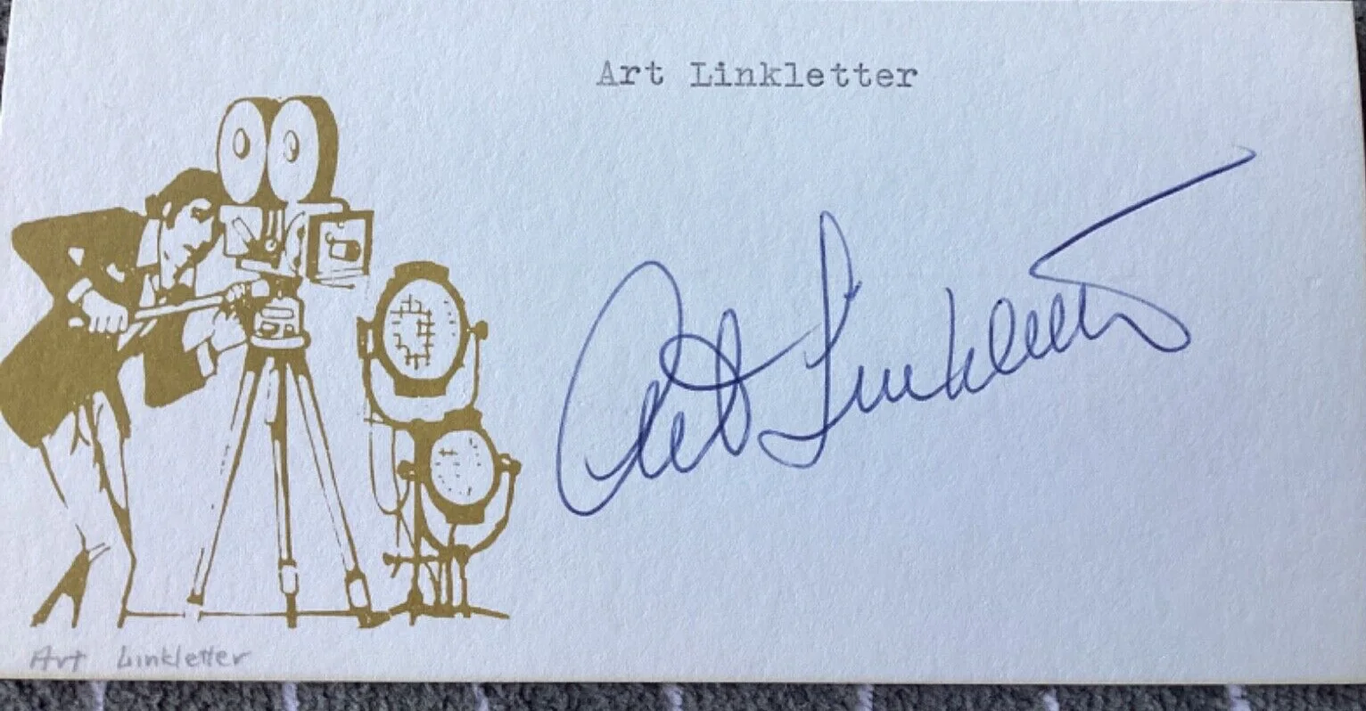 Art Linkletter — TV Show Host ART LINKLETTER Personally Autographed Signed Index Card FreeShip