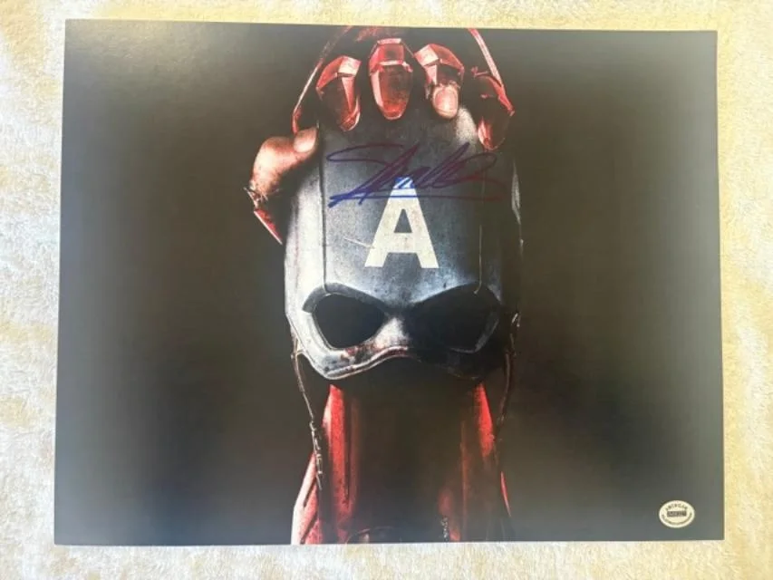 Stan Lee — Captain America Helmet Picture Autographed by Stan Lee 11 x 14