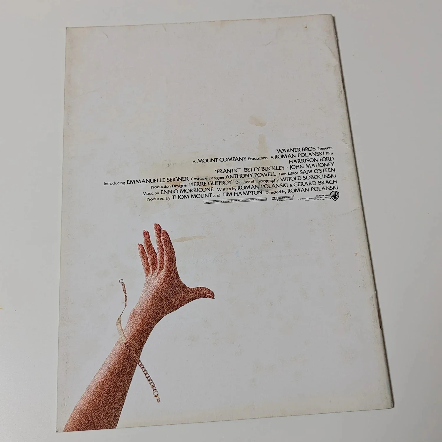 FRANTIC (1988) Vintage Japanese Movie Programme Harrison Ford Emmanuelle Seigner, изображение 4