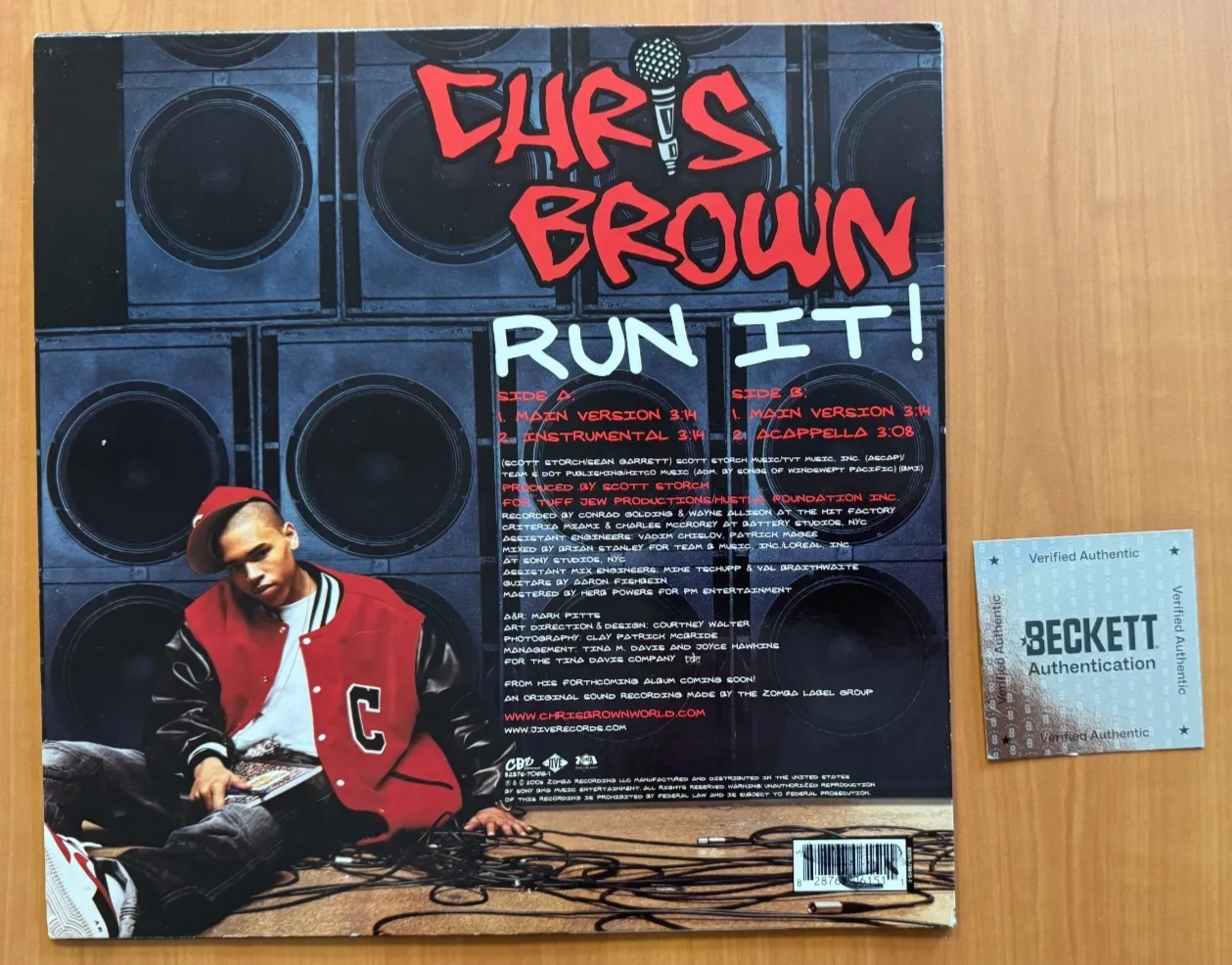 Chris Brown Signed Autographed RUN IT! Album Vinyl LP Beckett COA, изображение 4