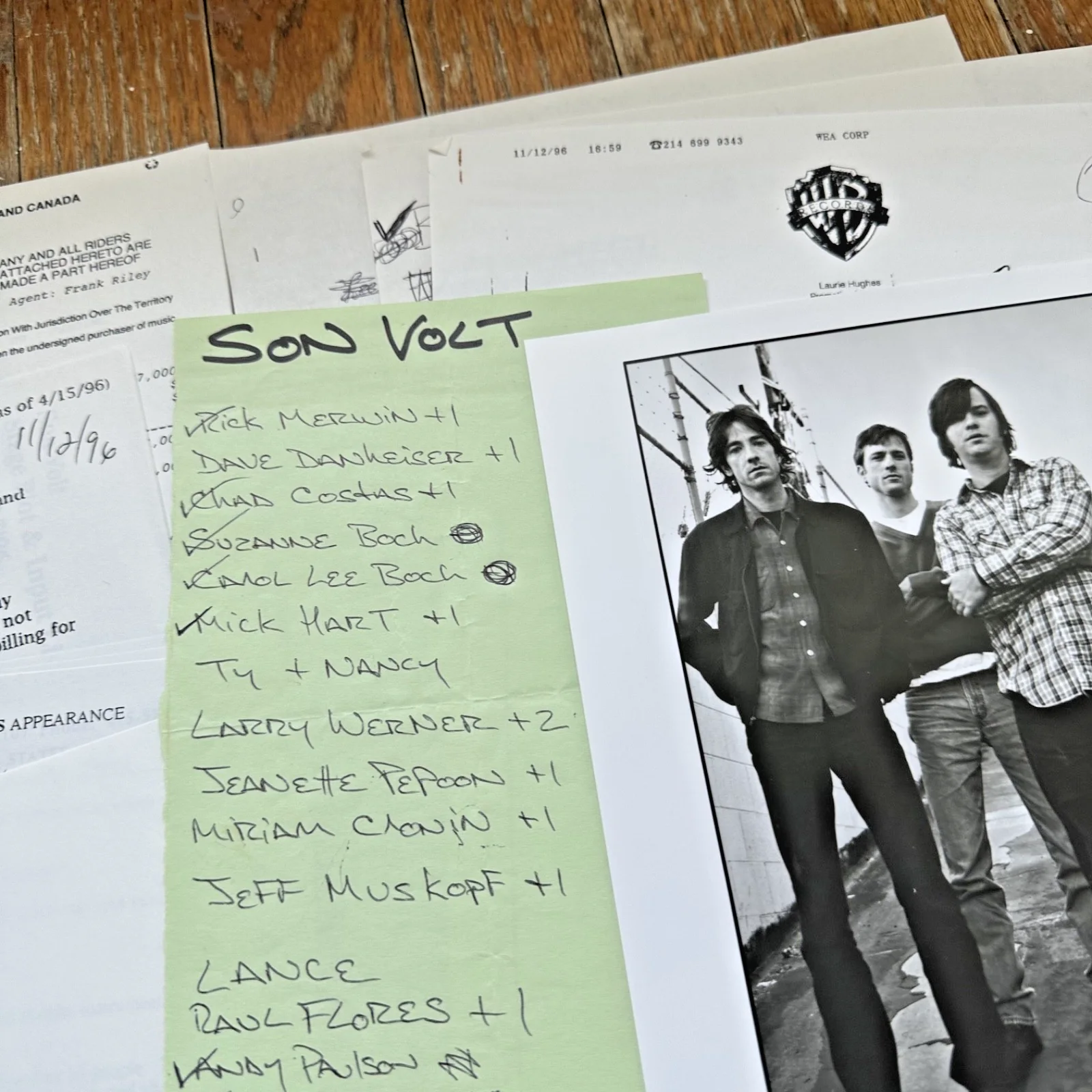 SON VOLT Dallas TX TREES 11-12-96 Live Concert Contract & Rider Promo Photo, изображение 3