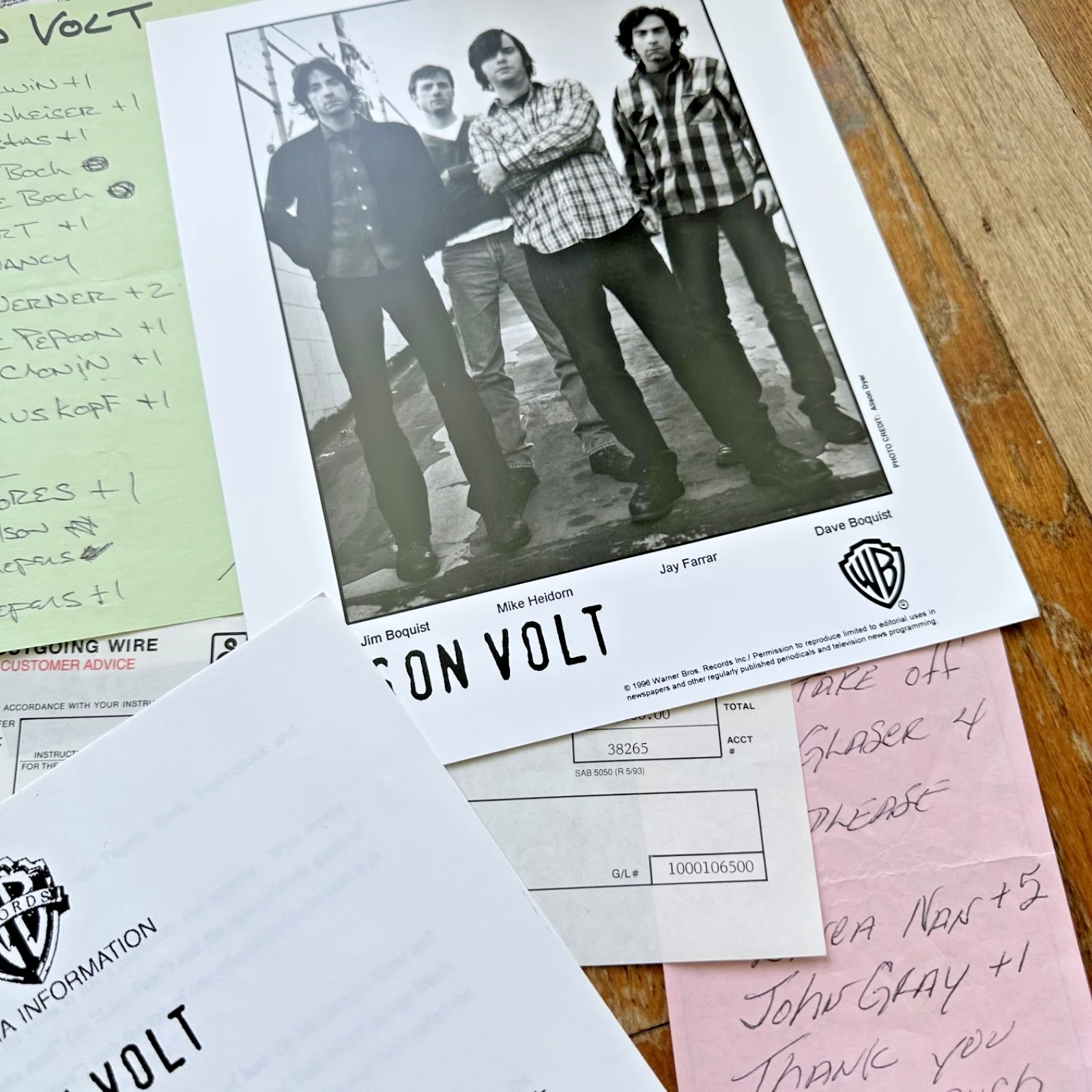 SON VOLT Dallas TX TREES 11-12-96 Live Concert Contract & Rider Promo Photo, изображение 4