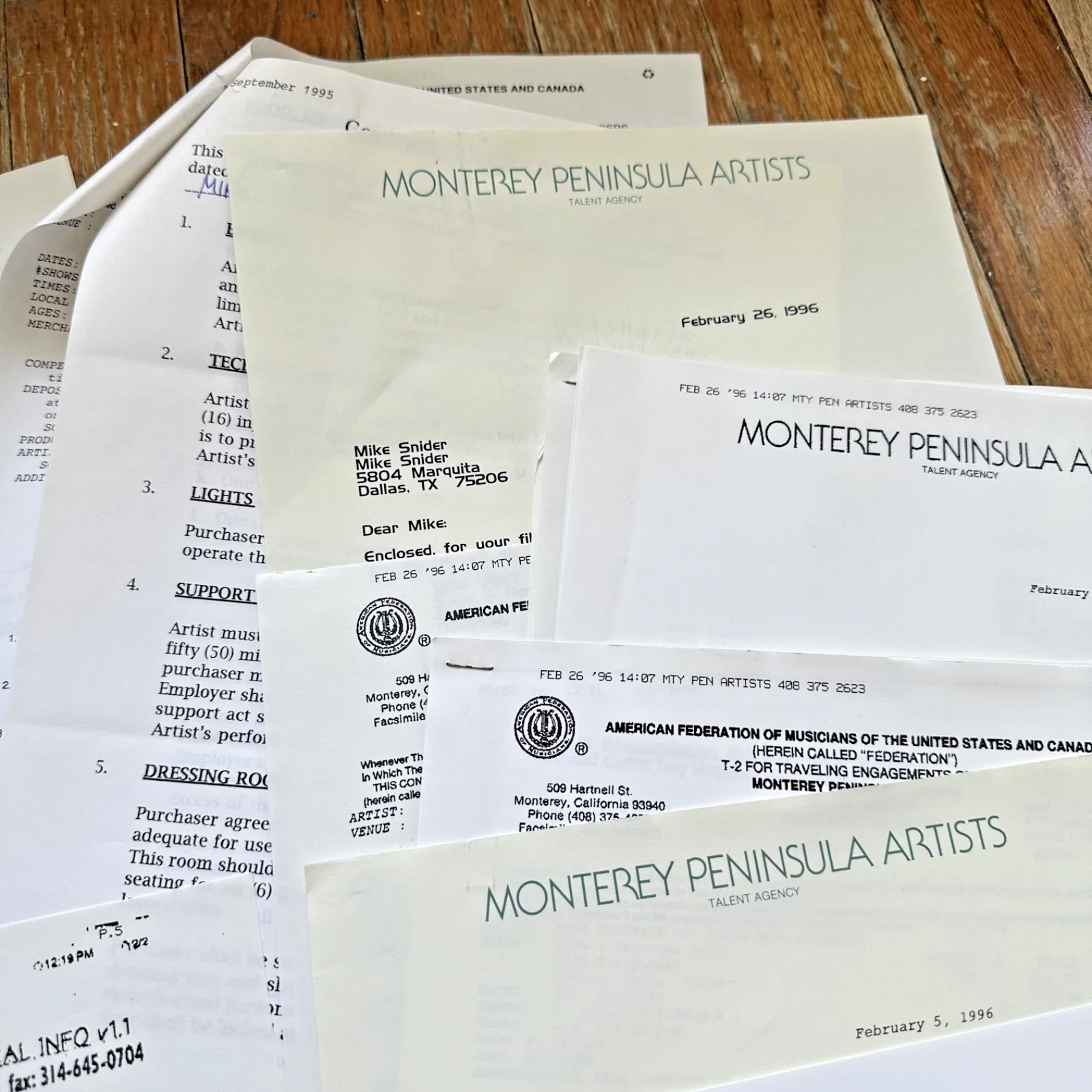 SON VOLT Dallas SONS HERMANN 3-17-96 Live Concert Contract & Rider Promo Photo, изображение 3