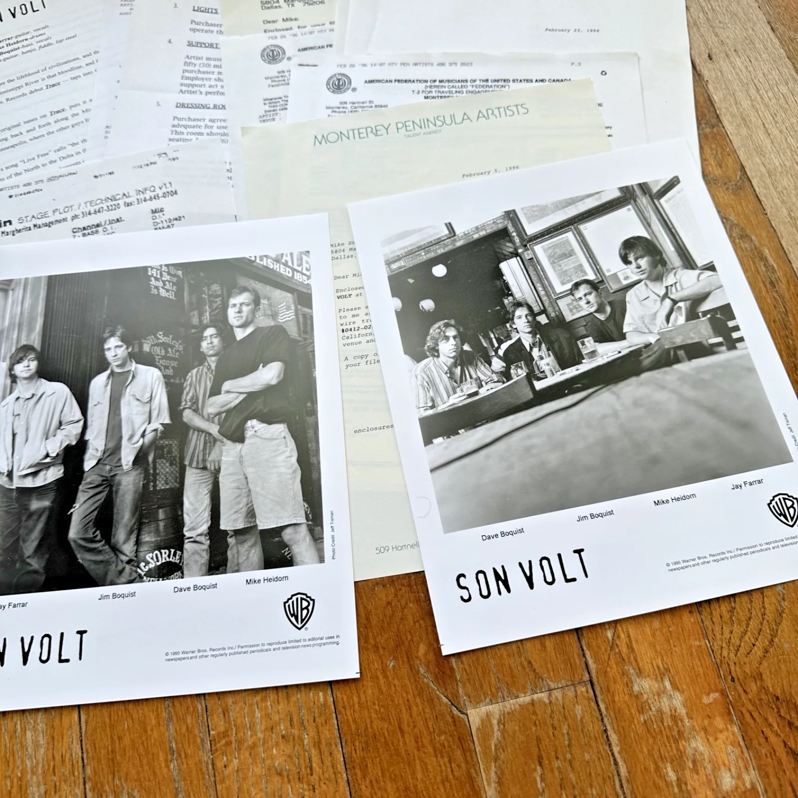 SON VOLT Dallas SONS HERMANN 3-17-96 Live Concert Contract & Rider Promo Photo, изображение 5