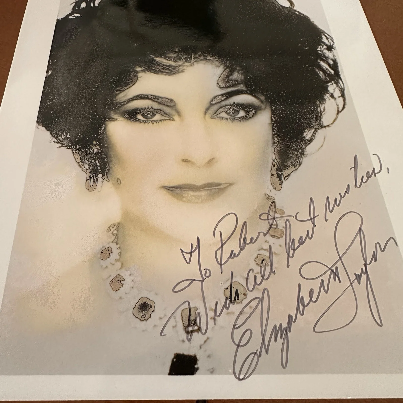 Elizabeth Taylor Hand Signed 8x10 Photo - No COA - Light Damage, image 2