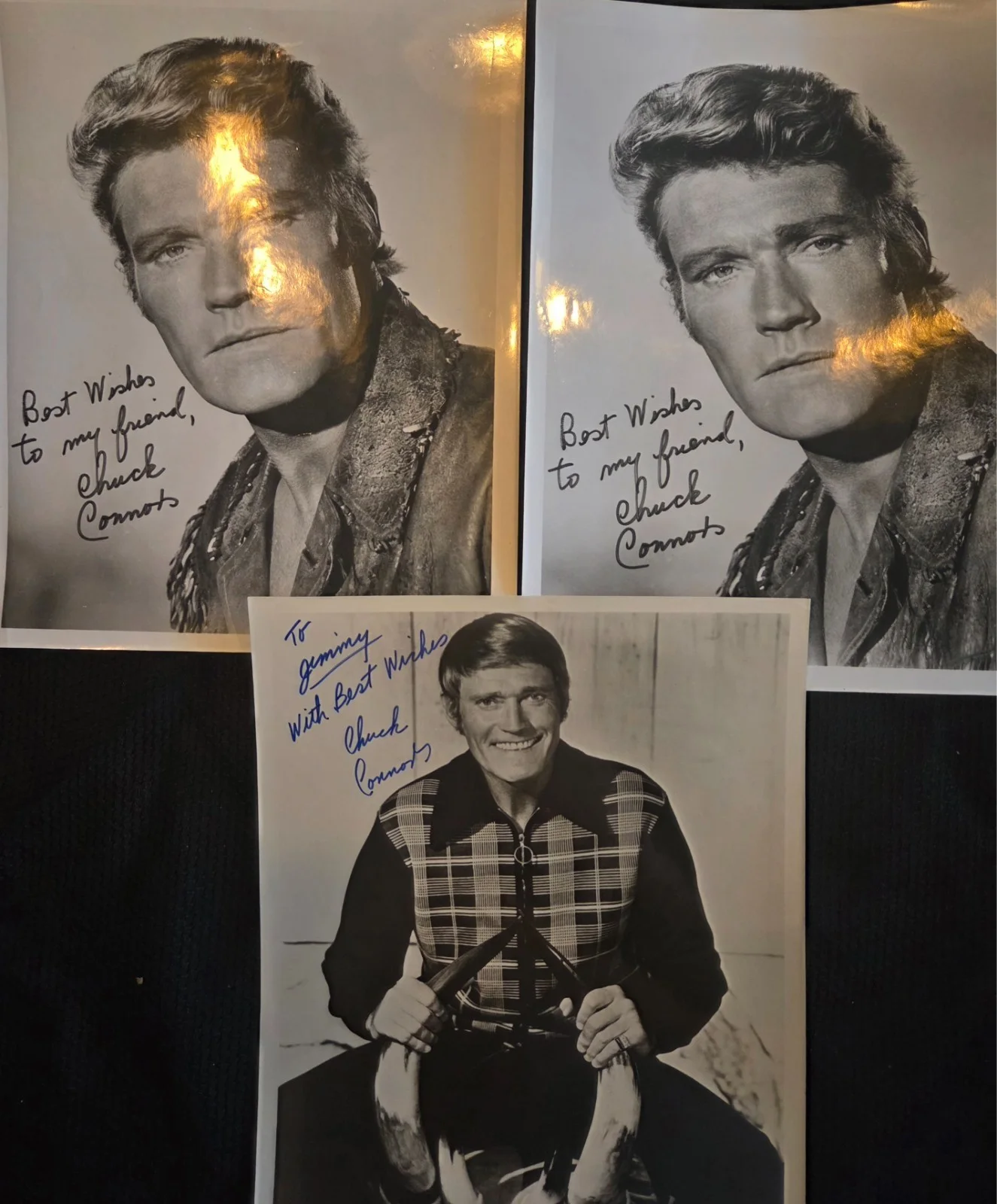 Chuck Connors — Chuck Conners Package! (3) Autographed 8x10 Baseball Hollywood TV Actor Signed