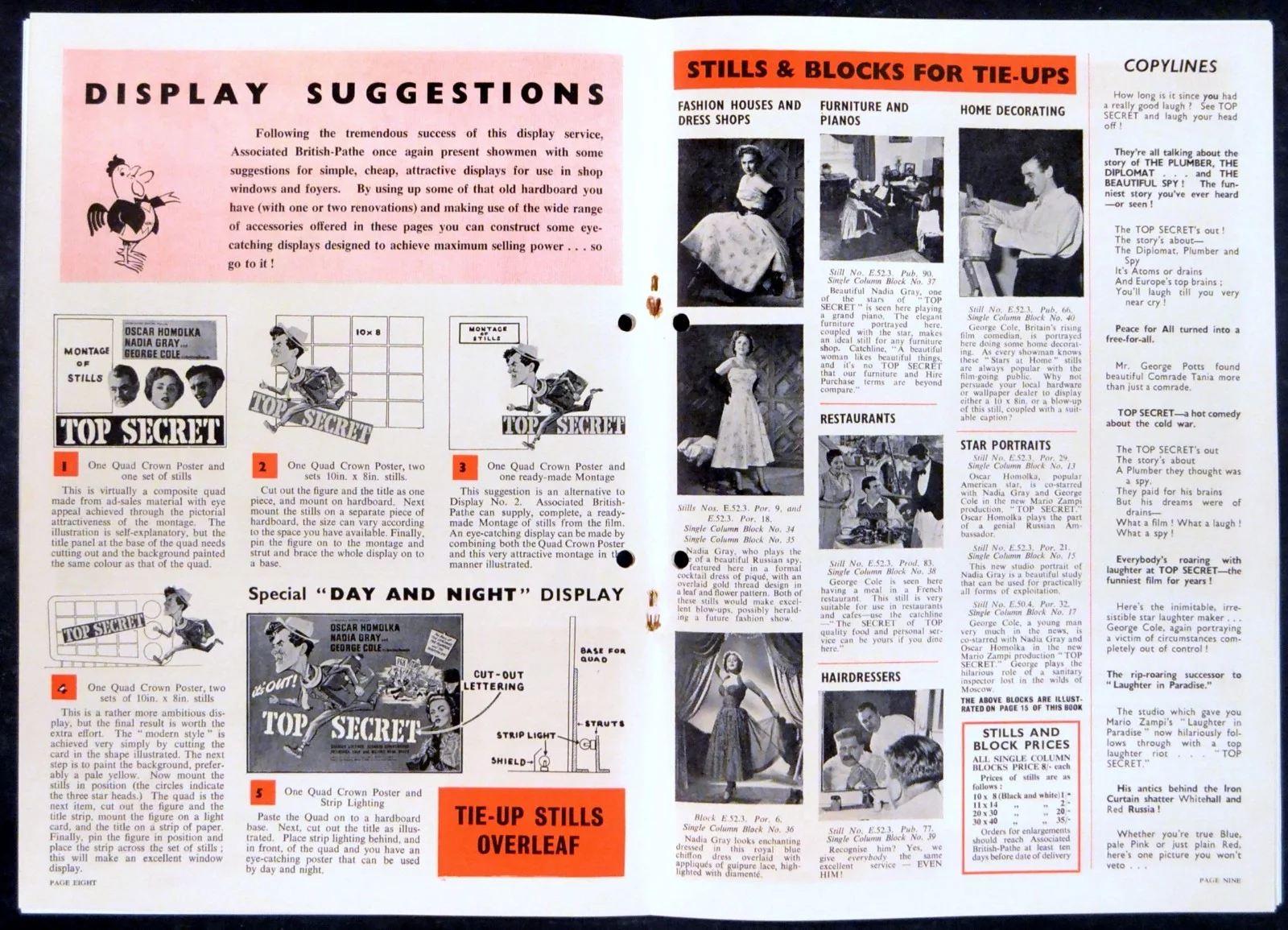 TOP SECRET 1952 Oscar Homolka, Nadia Gray, George Cole UK CAMPAIGN BOOK, изображение 2
