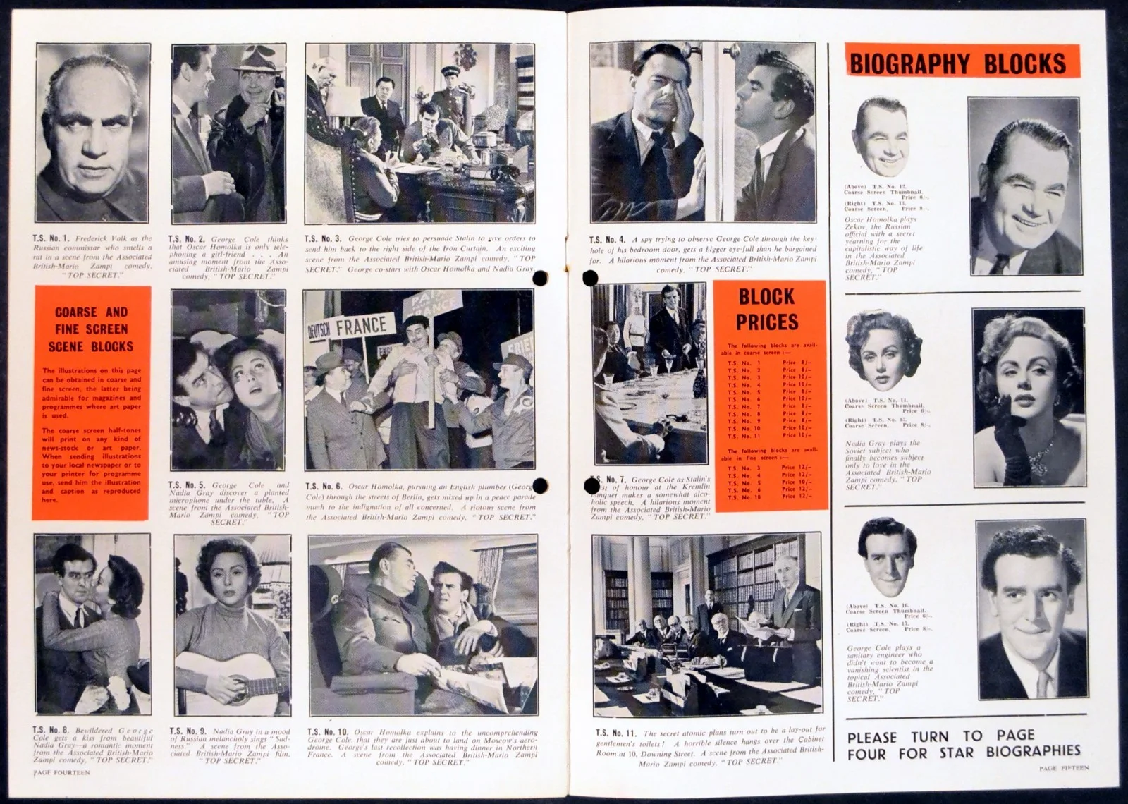 TOP SECRET 1952 Oscar Homolka, Nadia Gray, George Cole UK CAMPAIGN BOOK, изображение 3