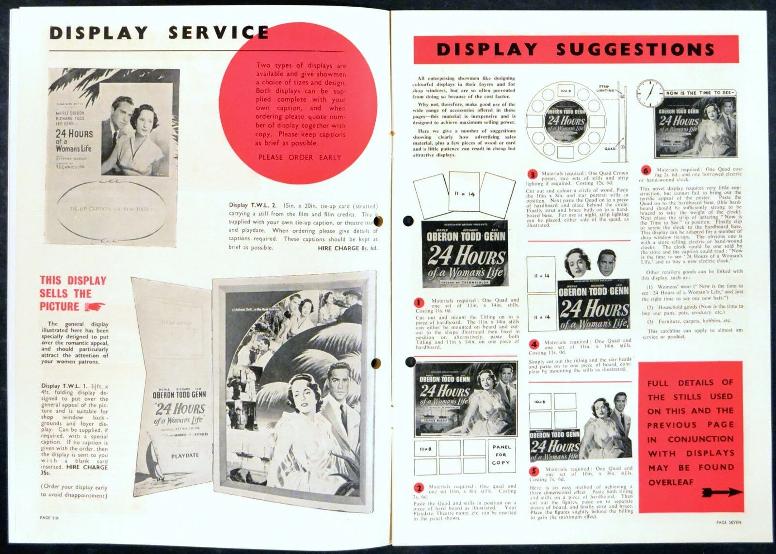 24 HOURS OF A WOMAN’S LIFE 1952 Merle Oberon, Richard Todd UK CAMPAIGN BOOK, изображение 2