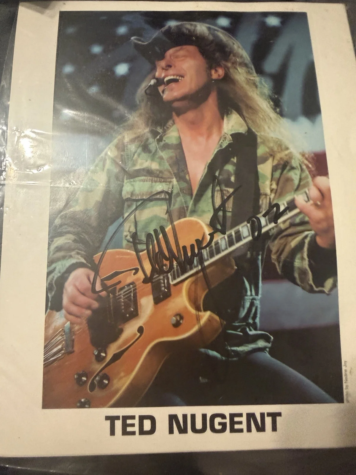 Ozzy Osbourne/CdRob zombie Pickguard & Ted nugent photo all autographed, image 3
