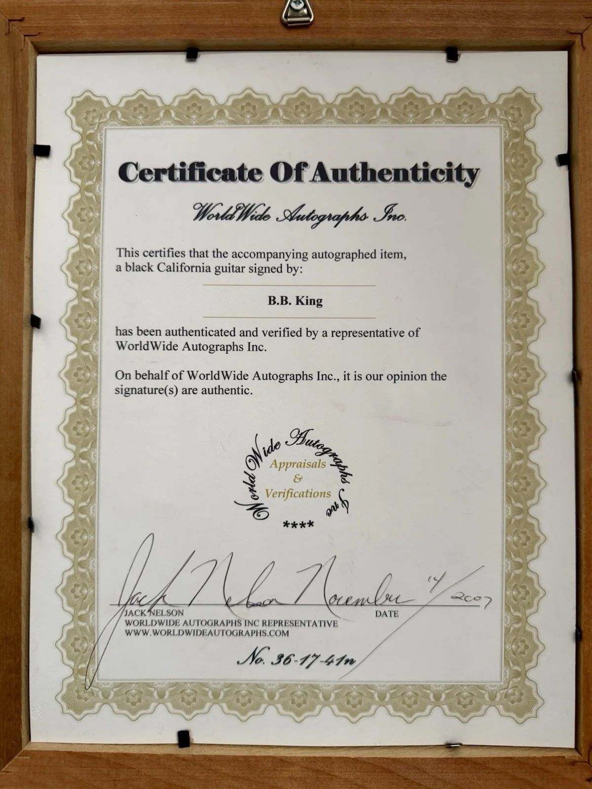 B.B. King Signed Black Electric Guitar with Certificate of Authenticity, image 5