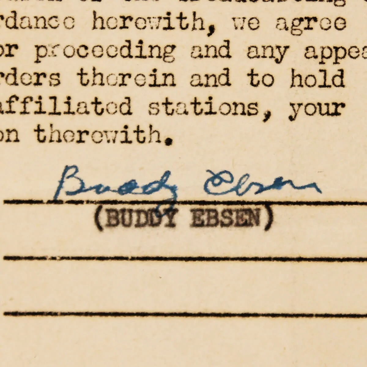 Buddy Ebsen Signed Photo Display w/ Contract - COA JSA, image 2