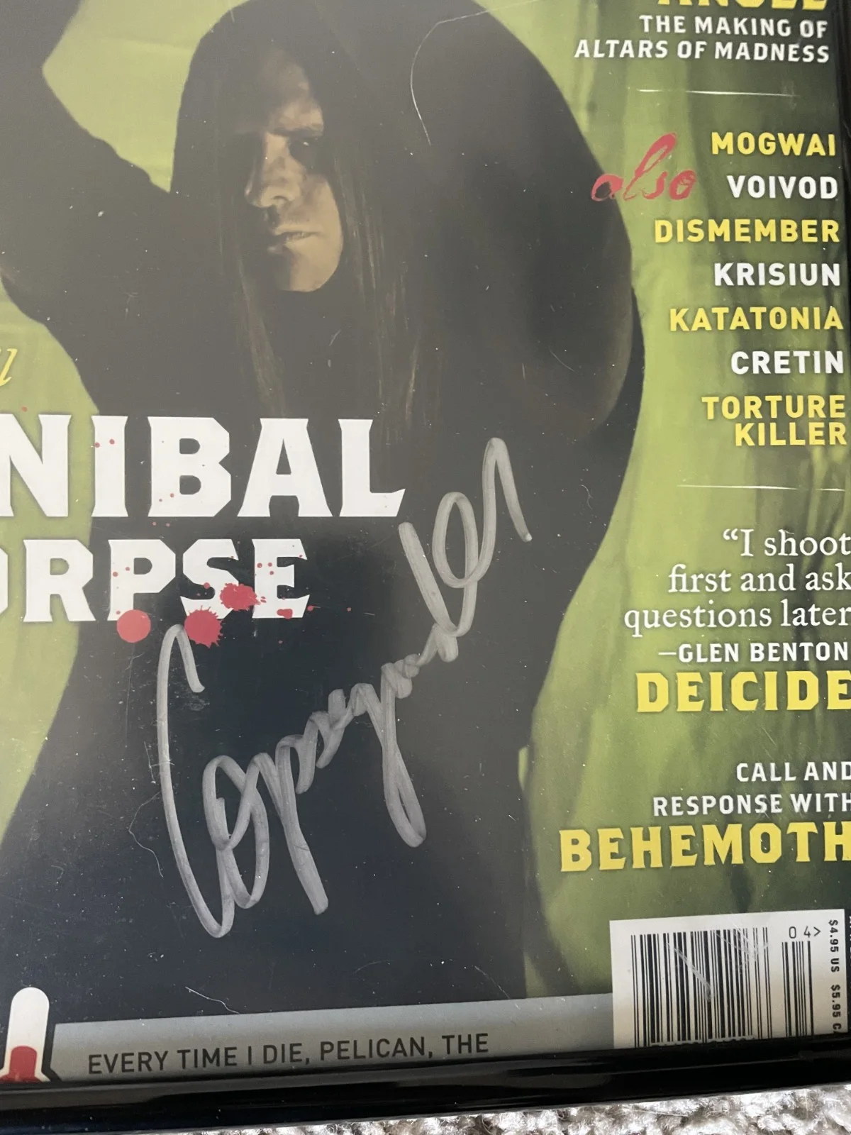 Cannibal Corpse George Fisher Corpsegrinder Signed Decibel Magazine, image 2