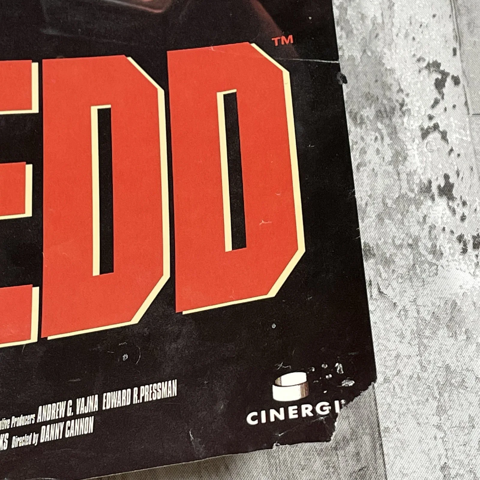 Judge Dredd Stallone 1995 Original Mini Quad Cinema Movie Film Poster Used, изображение 3