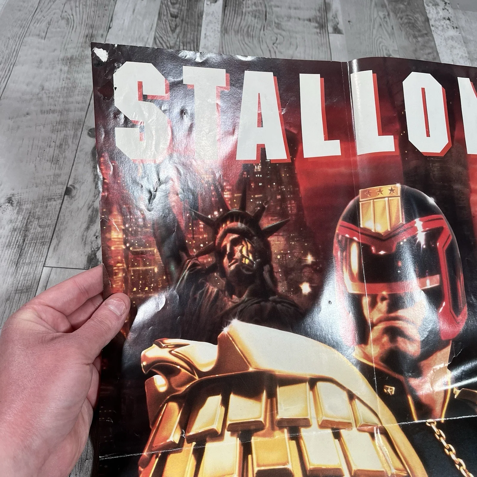 Judge Dredd Stallone 1995 Original Mini Quad Cinema Movie Film Poster Used, изображение 4
