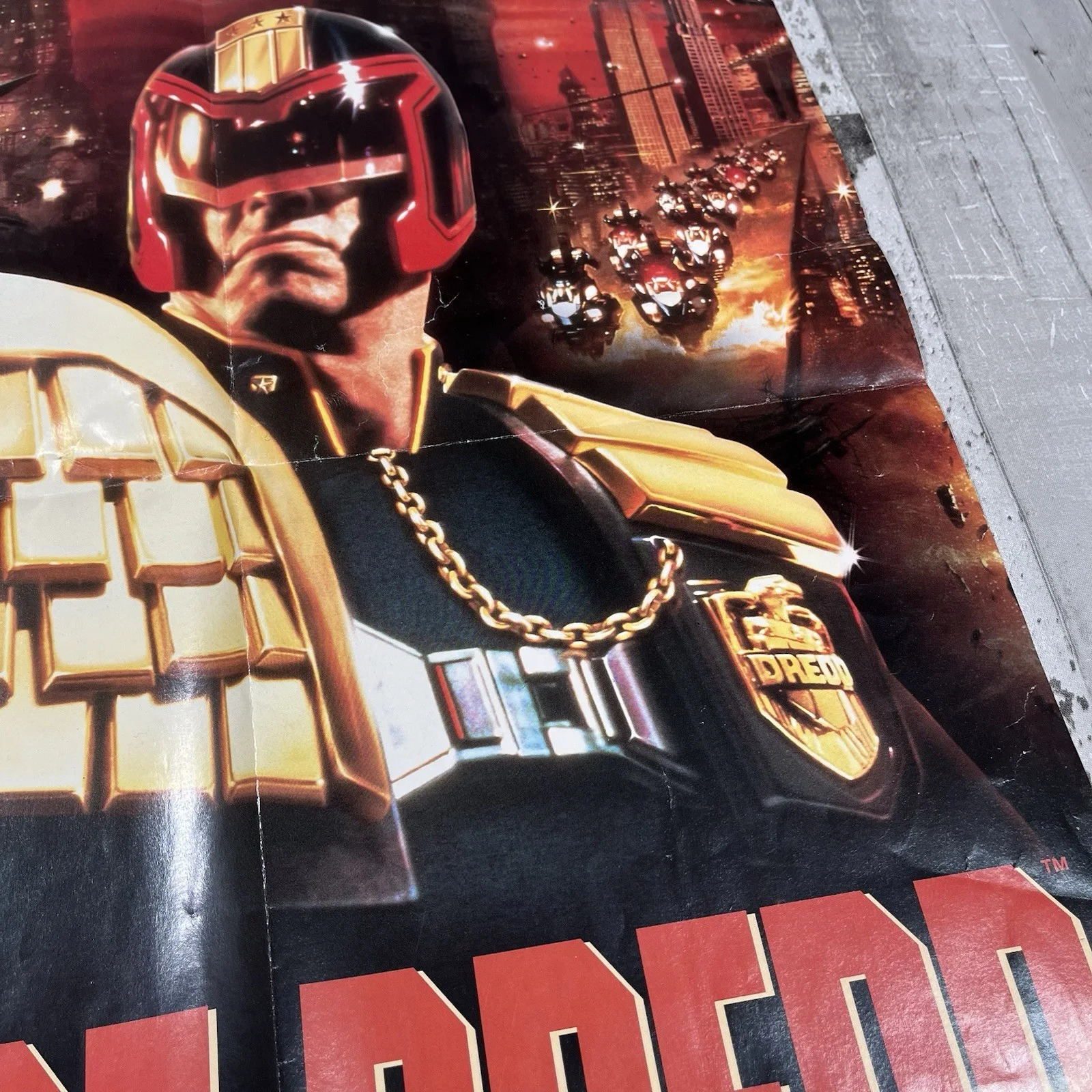 Judge Dredd Stallone 1995 Original Mini Quad Cinema Movie Film Poster Used, изображение 5