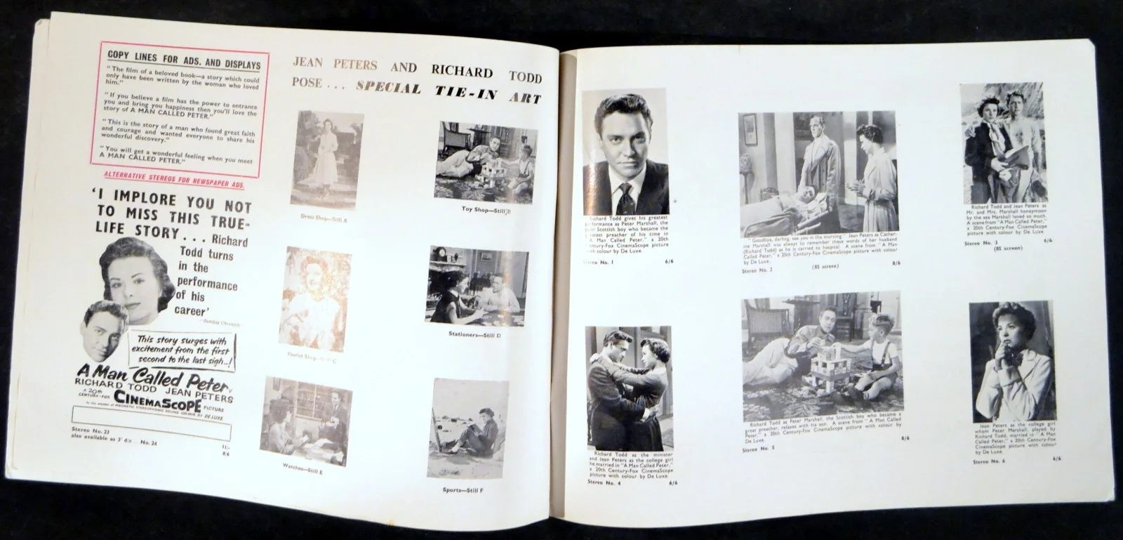 MAN CALLED PETER 1955 Richard Todd, Jean Peters, Marjorie Rambeau CAMPAIGN BOOK, image 2