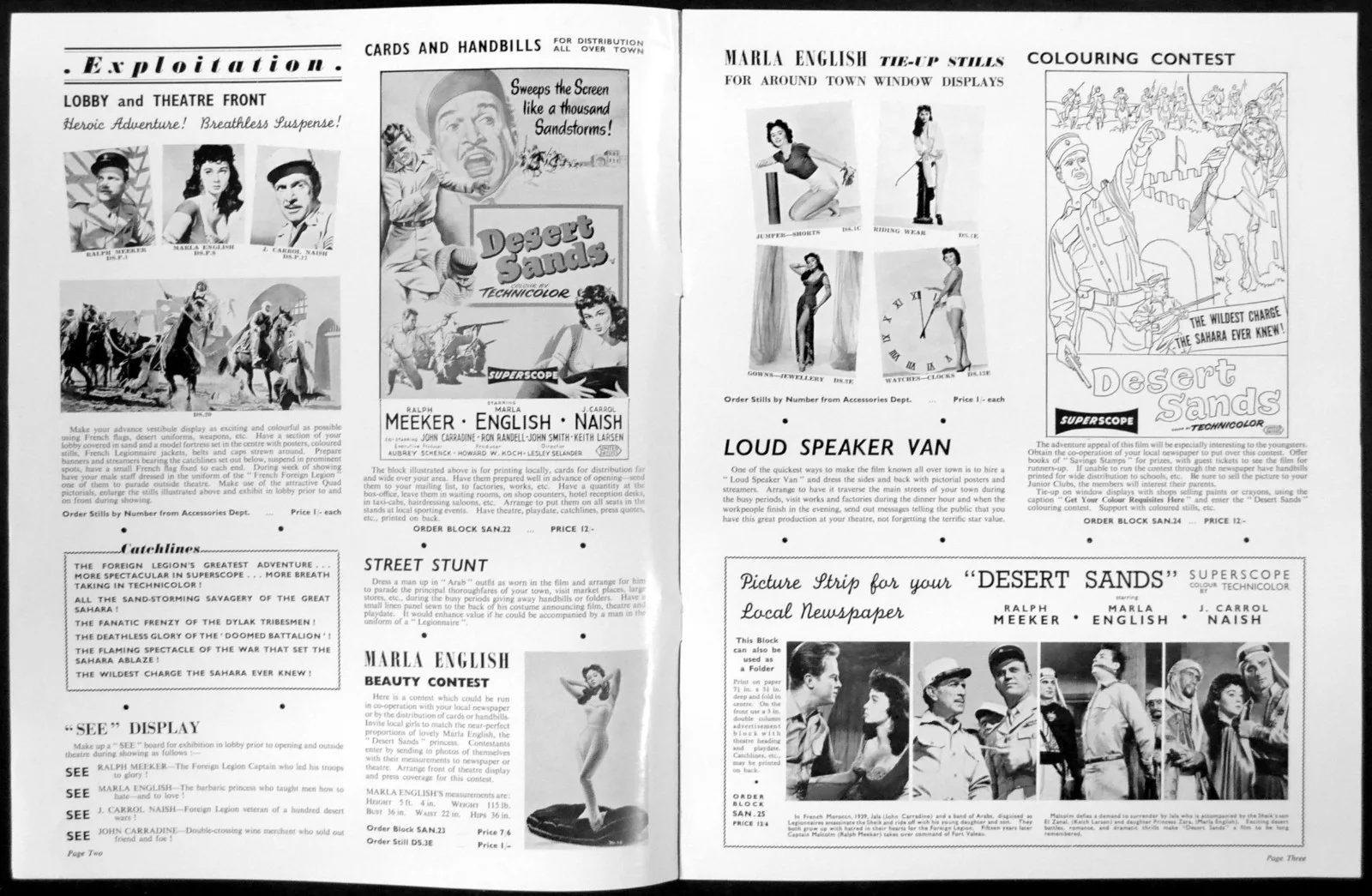 DESERT SANDS 1955 Ralph Meeker, Marla English, J. Carrol Naish UK CAMPAIGN BOOK, изображение 2