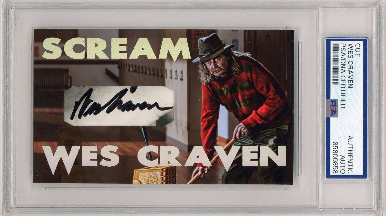 Wes Craven — Wes Craven Signed Cut Custom Scream Director 3x5 Card PSA Slab Slabbed AUTO