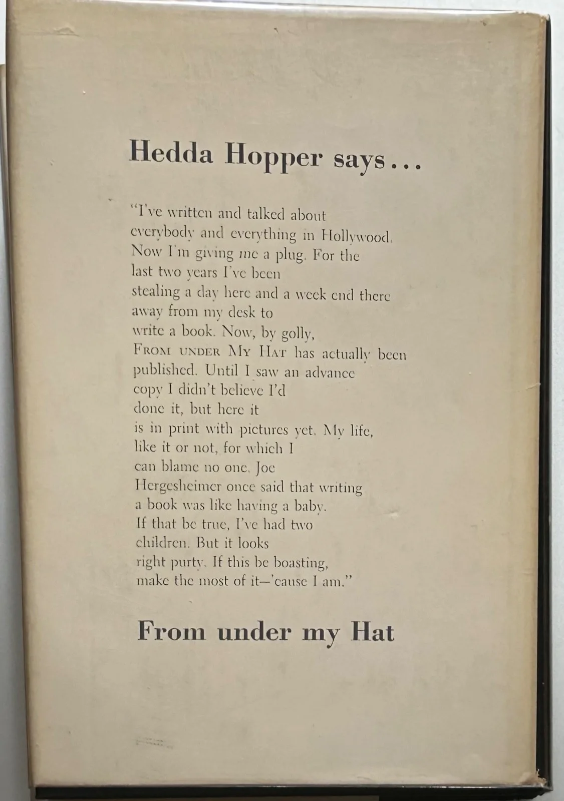 HEDDA HOPPER—SIGNED UNDER MY HAT—SILENT STAR;RADIO+PRINT FILM GOSSIP, image 3