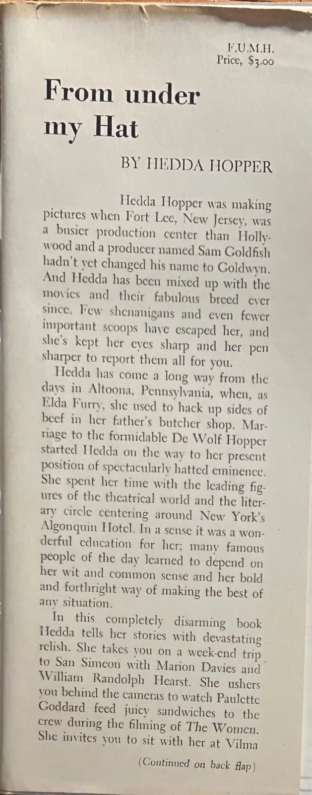 HEDDA HOPPER—SIGNED UNDER MY HAT—SILENT STAR;RADIO+PRINT FILM GOSSIP, image 5