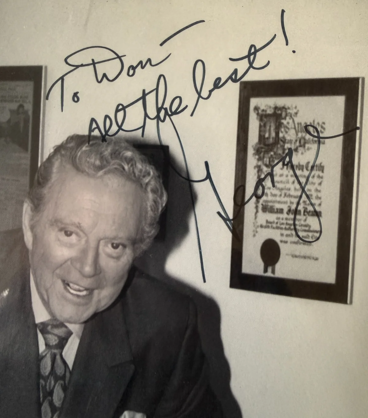 George Putnam Signed Photo KIEV 870 AM Radio Host Autograph Framed Vintage, изображение 2