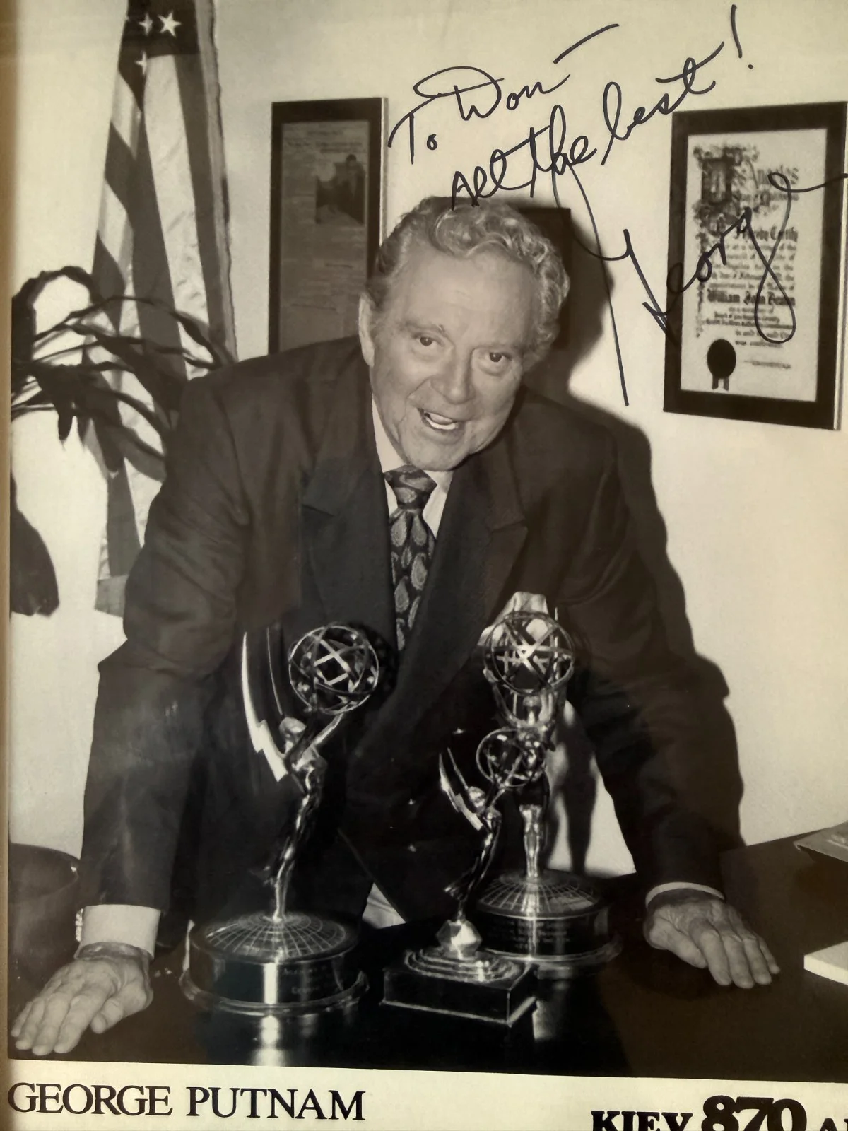 George Putnam Signed Photo KIEV 870 AM Radio Host Autograph Framed Vintage, изображение 3
